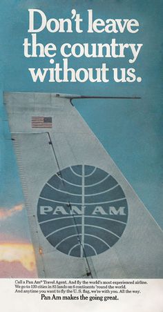 an advertisement for the pan am airline