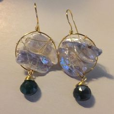 New Handmade Earrings, Pearl, Semi Precious Agate, Gold Plated 2 Earrings, Earrings Pearl, Handmade Earrings, Semi Precious, Agate, Pearl Earrings, Gold Plate, Size 2, Jewelry Earrings