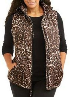 NWT Leopard patterned puffer vest by Jason Maxwell. Length 22 1/2 inches. 25 1/2 inch zipper runs up into the collar. CLICK TO VIEW OUR CLOTHING SECTION SAVE $$$ WITH COMBINED SHIPPING Take up to 2 weeks to shop. Each new invoice has an updated combined shipping rate. Pay when your done shopping and after we send you a combined shipping invoice. ______________________________ SHIPPING Shipping rates are posted. Our Domestic shipping rate is only good for the U.S. Mainland. Alaska, Hawaii and all Fitted Vest With Zipper Closure For Fall, Fitted Fall Vest With Zipper Closure, Sleeveless Outerwear With Zipper For Fall, Fitted Quilted Vest For Fall, Quilted Fitted Vest For Fall, Trendy Fall Vest With Zipper Closure, Padded Vest, Vest Coat, Leopard Pattern