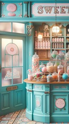 a candy shop with lots of colorful candies