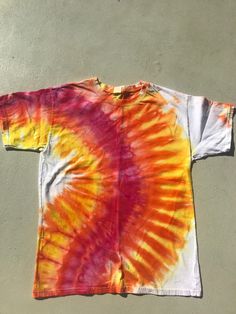 Fire Tie Dye T-Shirt - Size Kids XL (also fits a women's size small) Colors are red orange and yellow Fire Tie Dye, Vibrant Relaxed Fit Cotton Tops, Pre-shrunk Red Summer Shirt, Red Pre-shrunk Shirt For Summer, Summer Red Pre-shrunk Shirt, Vibrant Red Short Sleeve Top, Vibrant Orange Fitted Top, Vibrant Cotton Short Sleeve Top, Orange Crew Neck Shirt For Summer