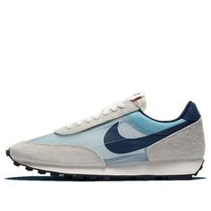 The Nike Daybreak SP 'Teal Tint' is a revolutionary sneaker that pays homage to the classic design of the original. It features a sleek nylon and suede upper in a striking blue and grey colorway, a simple foam midsole and a waffle outsole for a modern look. Whether you're running, walking or just hanging out, this shoe is sure to make a statement. The Daybreak series is a timeless classic that has been reimagined for the modern era. Get your hands on this stylish and comfortable sneaker today. (SNKR/Cozy/Unisex/Non-Slip) Nike Retro Running Sneakers, Retro Nike Running Shoes, Retro Nike Running Sneakers, Nike Sporty Nylon Sneakers, Nike Nylon Sneakers For Streetwear, Retro Nike Sneakers For Running, Sporty Nike Nylon Sneakers, Blue Nylon Sneakers For Streetwear, Casual Blue Nylon Running Shoes