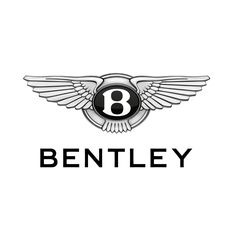 the bentley logo is shown in black and white