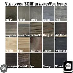 the different colors of wood are shown in this graphic style, including white oak and gray