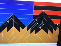 a computer screen showing an image of mountains with different angles and numbers on it's side