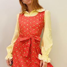 Vintage 70s Red Floral Maxi Prairie Dress W/ Yellow Long Sleeve Peasant Top Red W/ Dainty Floral Print Sleeveless Maxi Dress W/ Ruffle Hem + Waist Tie Yellow Front Button Up Peasant Top Top + Dress Are Not Attached No Size Printed. I'm A Size 4 And It Fits Perfectly! Condition: Great Preowned Condition. Normal Wear. No Flaws. Color May Appear Slightly Diff From Photos. Reach Out If You Have Any Q’s! Always Open To Offers Bundle To Save Follow Along Basicposhbabe On Social Media! Long Sleeve Peasant Top, Prairie Dress, Peasant Tops, Floral Maxi, Sleeveless Maxi Dress, Red Floral, Vintage 70s, Vintage Ladies, Vintage Dresses