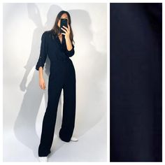 Nwt. Zara Navy Blue Golden Button Relaxed Fit Jumpsuit With Round Collar And V-Neckline And Tabbed Long Sleeves. Tonal Matching Belt With Back Elastic. Front Pockets And Back False Welt Pockets. Wide Leg. Front Zip, Hidden Hooks, And Gold Button Closure. Size Xs. Ref. 2555/571. Pit To Pit 18" Flat, Shoulders 14,5", Sleeves 22", Waist 14,5", Rise 12", Inseam 32,5", Length 61". 1032. Fitted V-neck Jumpsuits And Rompers With Buttons, Fitted Denim Jumpsuit With Wide Leg For Workwear, Navy Fitted Elegant Jumpsuits And Rompers, Elegant Fitted Navy Jumpsuits And Rompers, Navy Fitted Elegant Jumpsuit, Elegant Fitted Navy Jumpsuit, Blue Button-up Work Pants, Chic Wide Leg Jumpsuits With Buttons, Chic Wide Leg Jumpsuits And Rompers With Buttons