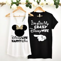 Minnie and Mickey Matching Shirts , Couples shirts, Life Happy Wife, theme park  Wedding shirts, Matching Funny Shirts Our Best Selling Shirts, now come in a variety of different styles and saying options! Matching t-shirts/tank tops are a must have for any bachelorette party and bridal party get together. Show everyone you are there to celebrate the Bride to be and stand out in a crowd! Please scroll through all listing photos to get complete details. HOW TO ORDER: Please see our "How to order Disney Date Outfit, White Themed Shirt For Disney Fan Events, Themed White Shirt For Disney Fan Events, Cruise Prep, Mickey Shirts, Disney Couple Shirts, Park Life, Couples Shirts, Kids Onesies