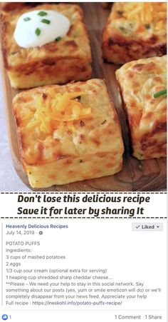 an image of some food that is on a wooden tray with the caption don't lose this delicious recipe save it for later by sharing it