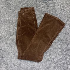 Corduroy Flare Pants Never Worn Nwot High Rise Trendy Full Length Corduroy Bottoms, High Rise Brown Bottoms For Winter, Trendy Straight Leg Corduroy Pants, Winter Wide Leg Corduroy Jeans, Trendy Corduroy Straight Leg Bottoms, Trendy Brown Corduroy Bottoms, Brown Corduroy Winter Bottoms, Trendy Brown Corduroy Pants, Trendy Full-length Corduroy Bottoms