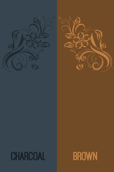 two brown and black logos with floral designs on the bottom, one is for charcoal