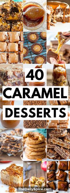 40 caramel desserts with text overlay