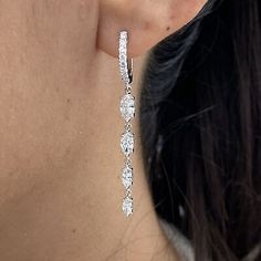 ad eBay - 14K White Gold  Lab-Grown Diamond Drop Earrings Marquise & Round Cut 2.09 Ct - Buy Now, click the link (eBay) Diamond Drops, Diamond Drop Earrings, Fine Earrings, Fine Jewellery Earrings, Click The Link, Lab Grown, Lab Grown Diamonds, Round Cut, Buy Now