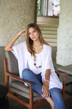 Short sleeve cardigan for women is the perfect go-to when you need a little extra coverage or lightweight shrug layer; so easy to toss on and have on handy for any occasion. Lightweight cotton cardigan is semi-sheer and breathable, the ideal weight for spring and summer or warm fall days. #cardigan #cotton #coverup #shortsleeve Boho Beach Wear, Long Shrug, Textured Knit Cardigan, Shrug For Dresses, Bolero Sweater, Cardigan For Women, Ideal Weight, Short Cardigan