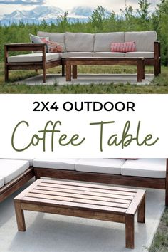 outdoor coffee table made out of wood with text overlay