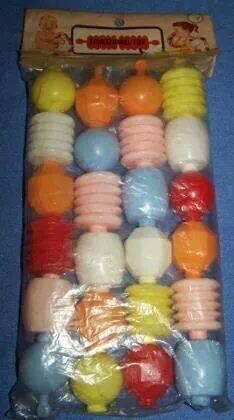 an assortment of colorful plastic toys in a package