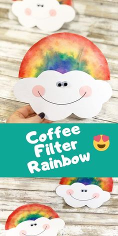 coffee filterr rainbow craft for kids to make with paper and glue on the outside