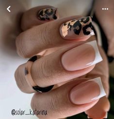 Nails With Leopard Print, Gold Leopard Nails, Animal Print Nails, Nails 2023, Fancy Nails, Short Acrylic Nails