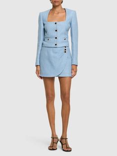 Sequined tweed square neck jacket - Alessandra Rich - Women | Luisaviaroma Alessandra Rich Clothes, Alessandra Rich Ss23, Alessandra Rich Tweed Jacket, Alessandra Rich Cardigan, Luxury Spring Tweed Mini Dress, Alessandra Rich, Rich Women, Flat Espadrilles, Shearling Jacket