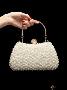 BirdinBag - Mini Faux Pearl Chain Box Bag - Elegant Bridal Purse for Wedding, Prom & Parties Pearl Bags, Purse For Wedding, Embroidered Clutch, Perfect Bride, Pearl Decor, Drawstring Bucket Bag, Pearl Bag, Elegant Bags