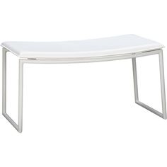 a white bench sitting on top of a metal frame