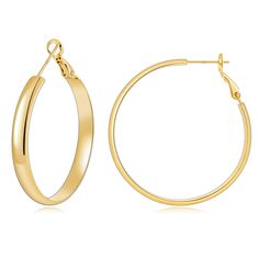 PRICES MAY VARY. Lightweight: Approx 0.2oz thick hoop earrings for women trendy, comfortable for everyday wear and you don’t even feel them Hypoallergenic: 14k gold hoops earrings for women with 925 sterling silver post, no lead or nickel hypoallergenic hoop earrings for women's sensitive ears Size: 5mm thick, 40mm diameter elegant gold earrings hoops, 20 gauge post with sturdy secure clasp, easy to put on and take off Shiny: Handcrafted high polished finish thick gold hoop earrings 14k real gol Real Gold Hoop Earrings, Gold Hoops Earrings, Thick Gold Hoop Earrings, Thick Gold Hoops, Rose Gold Hoop Earrings, Thick Hoop Earrings, 14k Gold Hoop Earrings, Gold Earrings For Women, Earrings Hoops