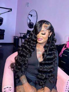 Wand Curls Side Part Wig, Side Part With Crimps, Hair Wand Curls, Hair Installation, Prom 2k24, Hair Wand, Hottest Hairstyles, Braided Hairstyles For Black Women Cornrows