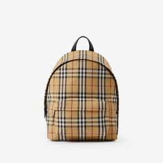 Check Backpack in Archive beige - Men | Burberry® Official Burberry Backpack, Patterned Backpack, Stylish Backpacks, Vintage Burberry, Laptop Pocket, Burberry Men, Men's Backpack, Check Pattern, Print Logo