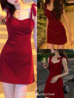 Red Outfit Korean, Long Black Dress Casual, Drama Outfit, Red And Black Outfits, Burmese Clothing, Famous Dress, Red And White Dress, Fancy Dress Outfits