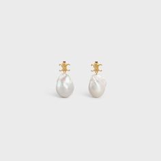 Celine Earrings, Celine Triomphe, Fragrance Bottle, Fragrance Samples, Mini Earrings, Natural Pearls, Party Fashion, Cultured Pearls, Bridal Earrings