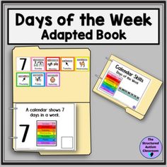 the days of the week adapted book with four pages and two folders on each side