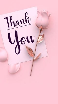 a thank you card with a rose on it