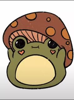 a cartoon frog with a mushroom on its head