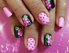 Pink And Black Nails, Time Nails, Pin Box, Super Nails, Ideas Nails, Trendy Nail Art, Trendy Nail Design