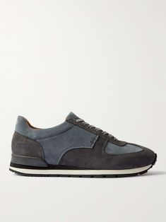 MR P. 1979 Panelled Suede and Leather Sneakers for Men Mr P, Running Fashion, Sneakers For Men, Weekend Style, Suede Sneakers, Gray Suede, Tailored Trousers, Suede Shoes, Mr Porter