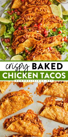 Try this simple game day recipe for oven baked tacos! They're such a family-friendly dinner. Crispy and crunchy with lots of cheesy goodness, these are the BEST chicken tacos! Pin this for later! Bacon Wrapped Snacks, Cheesy Chicken Tacos, Best Chicken Tacos, Mashed Potato Cake Recipe, Oven Baked Tacos, Baked Tacos, Baked Chicken Tacos, Crispy Tacos, Crispy Baked Chicken