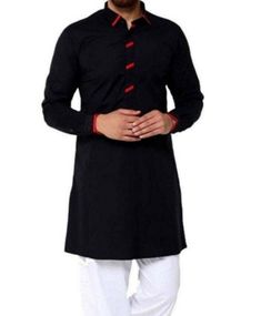 "HANDMADEKURTASHOP  Description Man kurta for Man Give yourself a best ethnic look by wearing this Top and bottom Set. Made of rich cotton silk blend fabric this regular-fit set comprises a full-sleeved Indian kurta pajama This outfit with mojris will look apart on special occasions. material 100%Cotton Color : Show the picture Kurta Length : 40 inches Show the picture Shirt Chest is measurement for shirt (not body) As per standard, for best loose fitting 6 inches gap should be there between actual chest size and shirt chest size Size chart is below Men's Sizes Actual Body Chest - Ready Shirt Chest i Add 6\" Inches Lose Fitting Fabric Armhole To Armhole. XS - 30\" Inches 36\" Inches S - 34\" Inches 40\" Inches M - 36\" Inche 42\" Inches L - 40\" Inches 46\" Inches XL - 44\" Inches 50\" Inc Black Straight Kurta For Winter, Black Cotton Sherwani With Long Sleeves, Winter Straight Kurta Salwar Kameez With Dabka, Black Straight Kurta For Diwali, Black Cotton Churidar For Eid, Black Long Sleeve Winter Kurta, Traditional Winter Kurta With Pallu, Black Cotton Straight Kurta, Black Straight Kurta Sherwani For Navratri