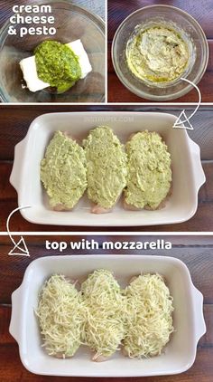 how to make pesto chicken with mozzarella and parmesan cheese on top