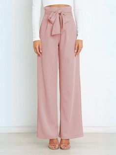 Iconic High Rise Pocketed Trouser Pants - Black – SMAIBULUN Elegant Spring Bottoms With Tie Waist, Elegant Wide Leg Pants With Tie Waist For Spring, Elegant Spring Wide Leg Pants With Tie Waist, Elegant Wide Leg Pants With Belt, Elegant Full Length Belted Wide Leg Pants, Chic Belted Bottoms, Chic Spring Bottoms With Bow, Elegant High Waist Belted Wide Leg Pants, Spring Party Bottoms With Bow Detail