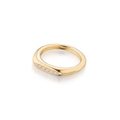 Sleek and minimal 14k yellow gold diamond ring is set with six 1.5mm white diamonds. A lovely alternative engagement or wedding ring. Available to order in sizes 5 - 8 Metal: 14K Yellow Gold Stones: 1.5mm white diamonds Size: US 6.5 In Stock This piece is handmade-to-order, please allow 2-3 weeks to ship unless this piece is in stock. Safely and responsibly handmade in New York Free priority shipping with insurance in the USA, signature required Sister Rings, Opal Stacking Ring, Yellow Gold Diamond Ring, Gold Statement Ring, Symbolic Jewelry, Diamond Ring Settings, Gold Diamond Ring, Gold Ring Stack, Gold Diamond Earrings