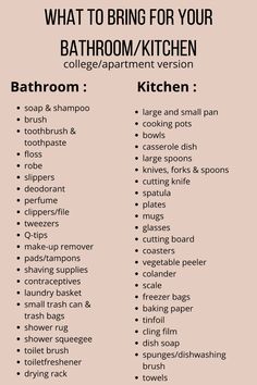 bathroom cleaning checklist with the words what to bring for your bathroom kitchen