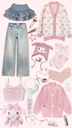 #outfitinspo #kawaii #kawaiiaesthetic #kawaiicore #pink #pinkaesthetic Kawaiicore Fashion, Kawaii Pjs, Kawaii Outfit Ideas, Silly Clothes, Alt Clothes, Harajuku Outfits, Club Outfit Ideas, Funky Outfits