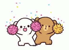 two teddy bears are holding flowers in their paws and one bear is looking at the other