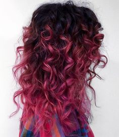 Pink Curls, Red Curls, Ombre Hair Blonde, Curls Hair, Bright Red Hair, Hair Brunette, Ombre Pink