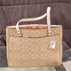 Brand New With Tags Tan Coach Purse! Coach Purses, Coach Bags, Tags, Bag Lady, Cream, Brand New, Shoulder Bag, Women Shopping, Color