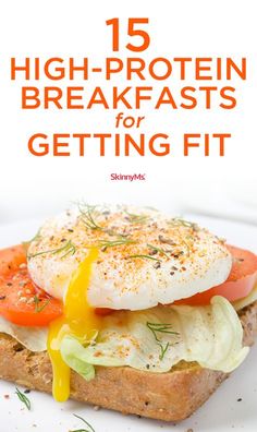 a sandwich with eggs, tomatoes and lettuce on it is featured in the top ten high - protein breakfasts for getting fit