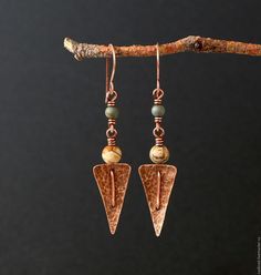 Simple Jewellery Photography, Earings Photography Idea, Nature Jewelry Photoshoot, Autumn Jewellery Photography, Handmade Brass Earrings With Nature-inspired Style, Rustic Copper Drop Earrings, Nature-inspired Copper Dangle Earrings, Metalsmith Jewelry, Hammered Copper Earrings