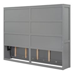 the side view of a wall mounted enclosure with multiple compartments for various items to be placed inside