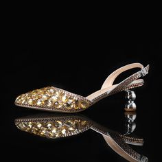 Step into elegance and glamour with our Champagne Colored Rhinestone-Embellished Electroplated Ladies' Evening Shoes. These exquisite shoes are designed to make a statement at any formal occasion or special event. The champagne color adds a touch of sophistication, while the unique shape and dazzling rhinestone embellishments create a truly eye-catching look. Crafted with attention to detail and quality, these shoes are sure to elevate your style and leave a lasting impressionColor: CoffeeProduc Summer Formal Wedding Shoes With Rhinestones, Flat Heels With Rhinestones For Prom, Embellished Flat Heels For Prom, Crystal Wedding Shoes For Party, Crystal Heels For Spring Wedding, Glamorous Low Heel Wedding Shoes With Rhinestones, Elegant Crystal Heels For Spring, Spring Wedding Crystal Heels, Embellished Pointed Toe Evening Heels