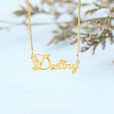 When it comes to the perfect personalized name necklace our Classic Name Necklace in 18k Gold Plated Sterling Silver is ideal. You can choose the style you want to customize your name or word, which makes your necklace more cool and unique. You can wear this nice necklace in your daily life or on some special occasions. In addition to getting your own name, other options would be a great gift for a girlfriend, family member, boyfriend, BFF, pet, parent, or even a favorite word that you use for i Name Chain, Nameplate Necklace Silver, Customizable Jewelry, Nameplate Necklace, Pretty Pendant, Gold Name Necklace, Special Words, Name Jewelry, Custom Name Necklace